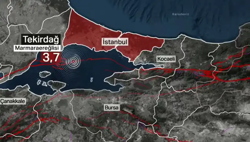 Marmara Denizi'nde Şok Etkisi Yaratan 3,7 Büyüklüğünde Deprem Meydana Geldi
